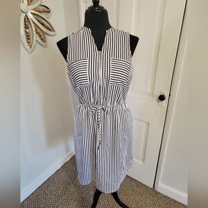Striped Black and White Sleeveless Dress